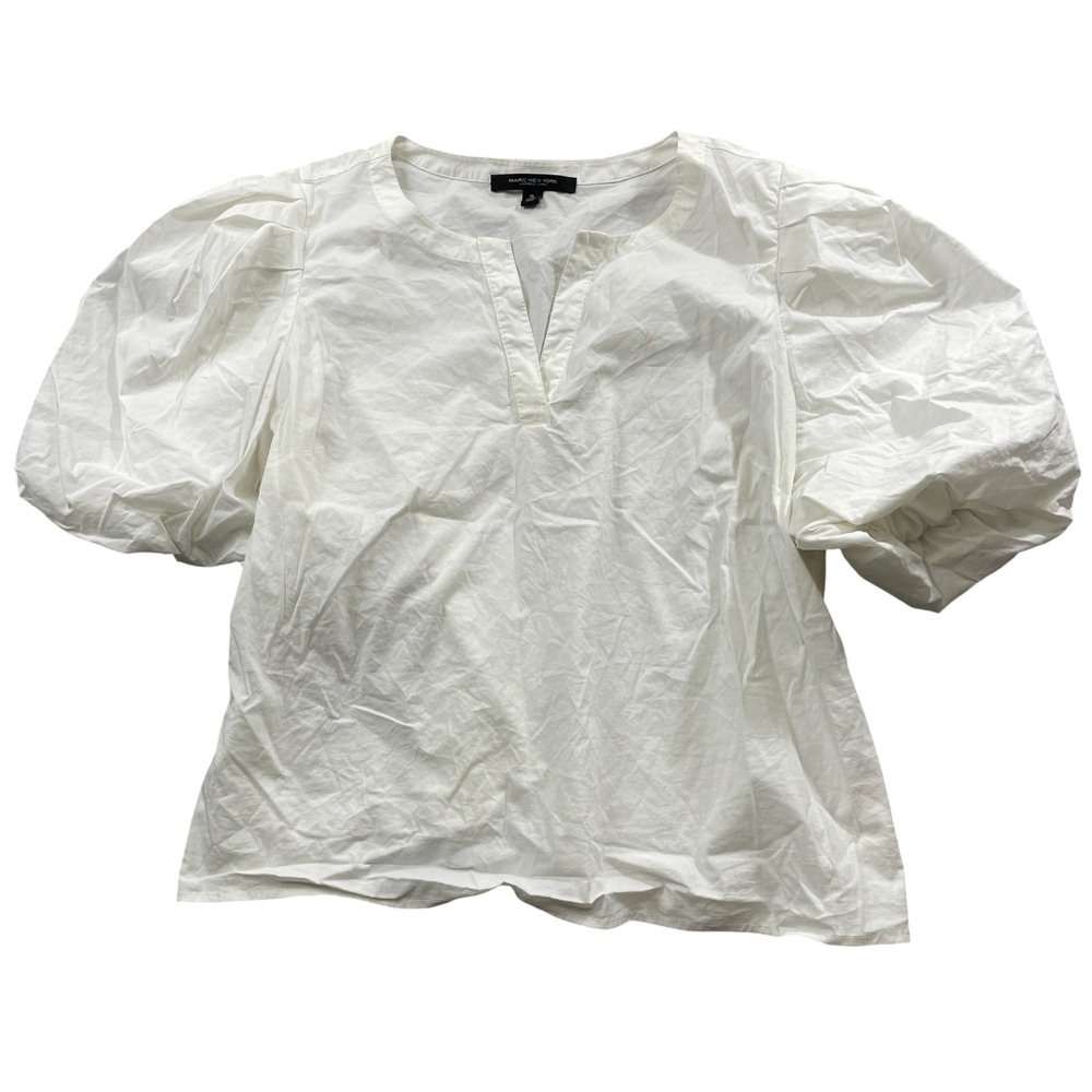 Marc New York White XL Blouse Blouson Sleeve Cotton Blend (Small mark)